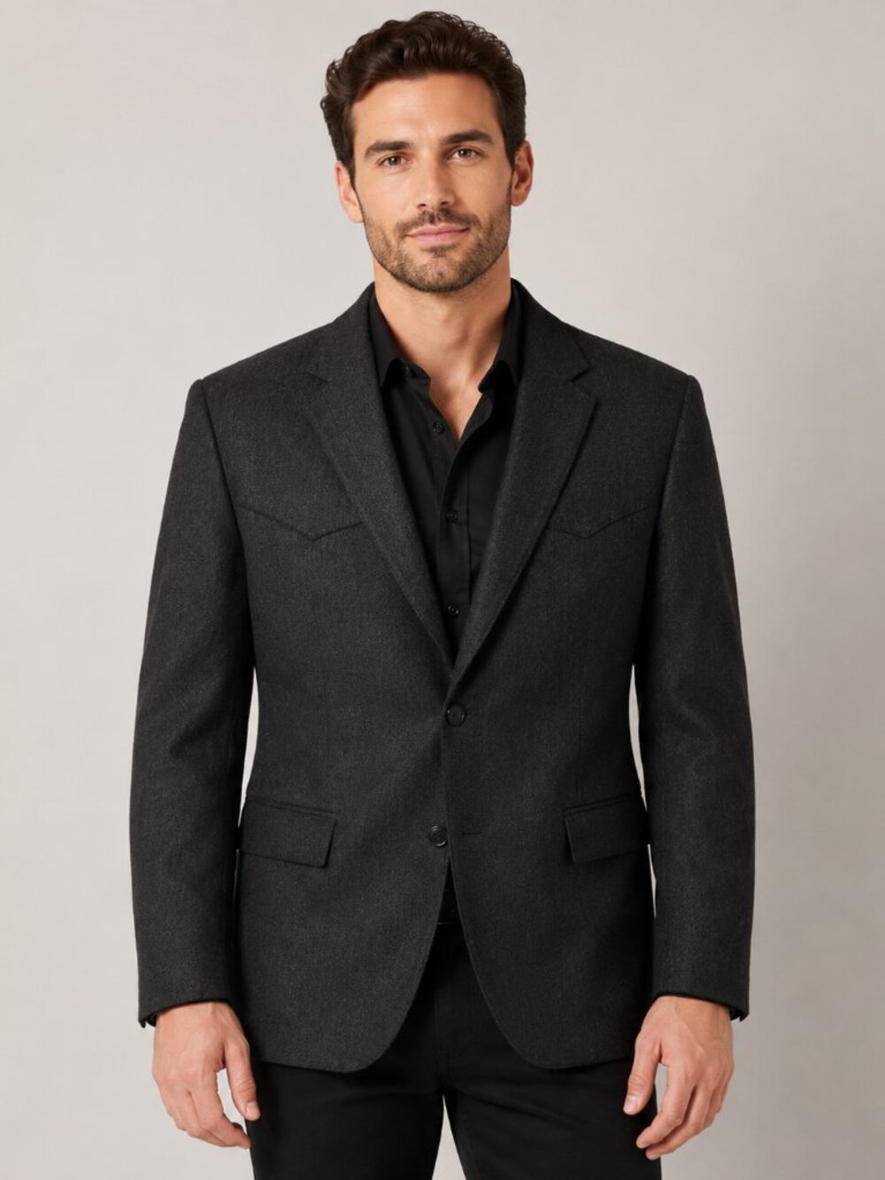 Red Sky Santa Fe Men’s Western Sport Coat Blazer Charcoal Black Cowboy Jacket